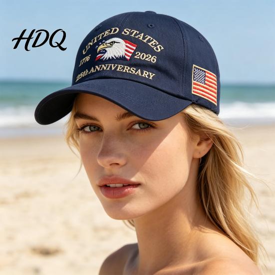 Memorial Day Baseball Cap Cap Vintage Worn Style Washed Denim Hat 250th Anniversary 1776-2026 Embroidered Patriotic Dad Adjustable Breathable