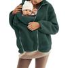 Women Maternity Fleece Hooded Jacket Zip‑Up Multifunctional Baby Carrier Coat Warm Parent‑Baby Outerwear Autumn Winter