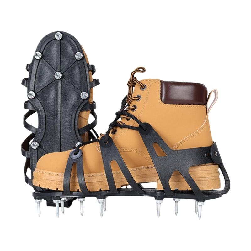 Adjustable Steel Spikes Lawn Aerator Shoes For Gardening Golf Course Yard With Durable Polyethylene Base And Secure Fit