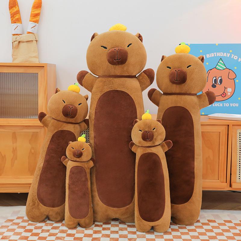 

Long Capybara Plush Pillow - Orange Sleeping Doll 55cm 0.35kg
