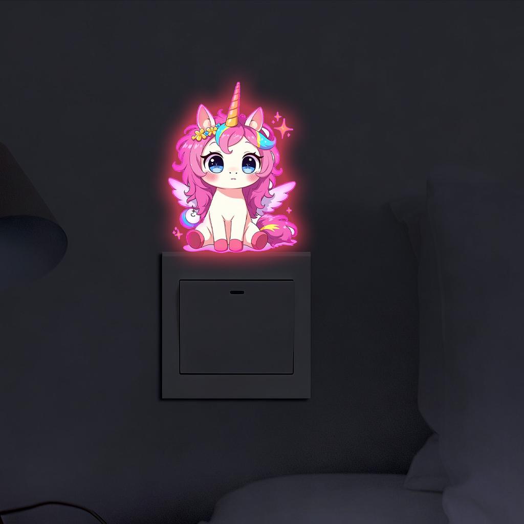 Cartoon Unicorn Luminous Bedroom Living Room Balcony Decorative Stickers