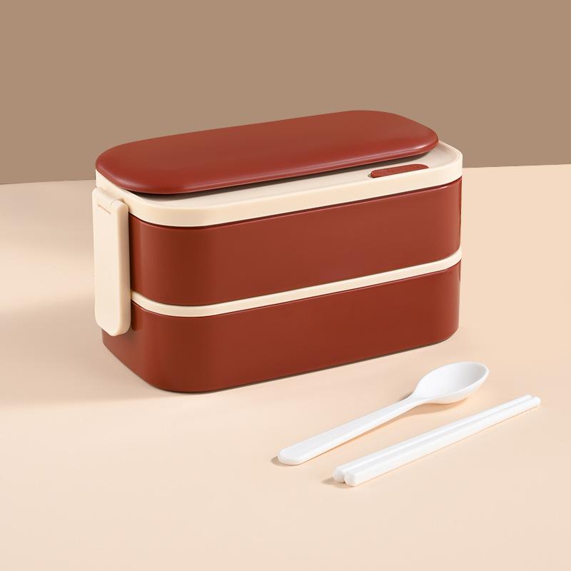 304 Stainless Steel Lunch Box 2 Layers Divided Microwavable Bento Box for Students Office Worker Portable Sealed Food Containers