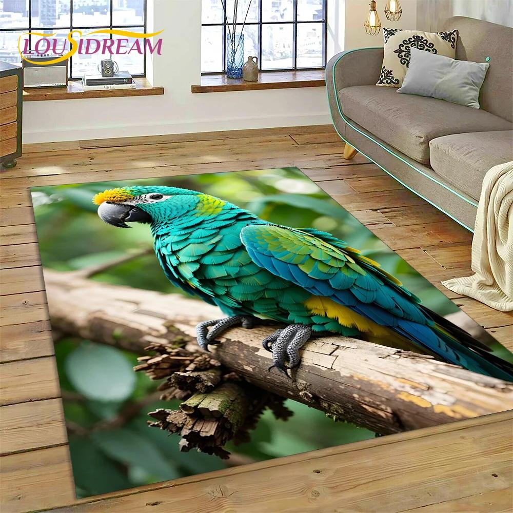 Colorful Parrot Macaw Budgerigar Bird Carpet Rug for Home Living Room Bedroom Sofa Doormat Decor,kid Area Rug Non-slip Floor Mat
