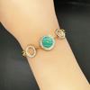 Titanium titanium steel green white round acrylic bracelet
