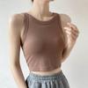 Round Neck Padded Slim Elastic Vest Sleeveless Anti-peeping Camisole Women's Short Top