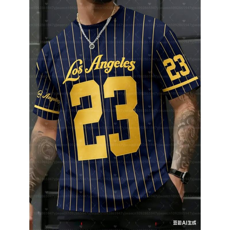 2026 Summer Men Women Casual LOS ANGELS 23  Men's Football Jersey T Shirt Summer Women Beach Short Sleeved Surfing Beach T-Shirt