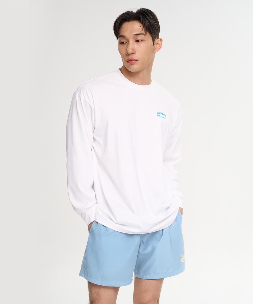 Leijibi [Set] Dry-Cooling Oversized Long Sleeve Rash Guard + Swim Shorts Set M White