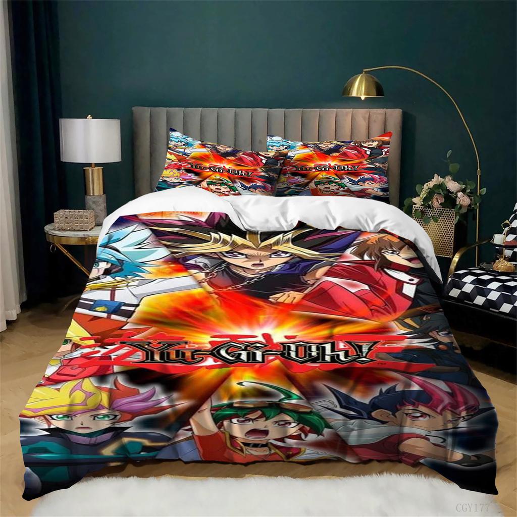 Lightweight Yu-Gi-Oh! Bedding Set Ultra Soft Duvet Cover Set All-Season 3-Pieces Graphic Quilt Cover for Teens Boys Girls