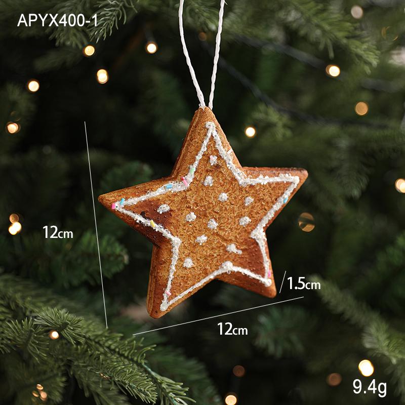 Nordic Christmas Gingerbread Man & Snow House Ornaments Set: Star, Pendant, Figurine for Tree Décor