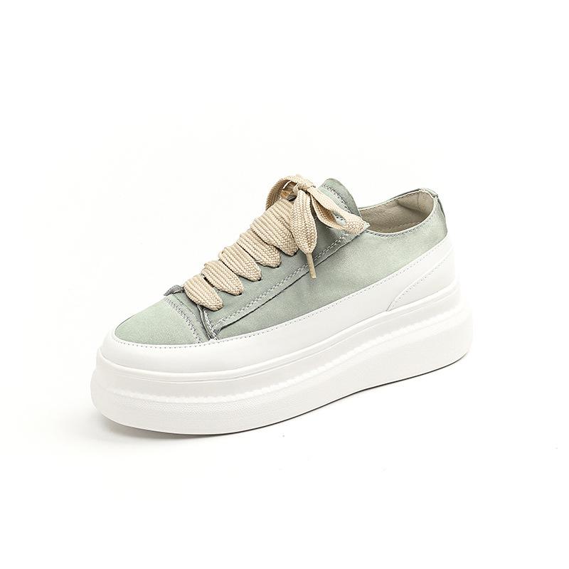 

Thick-soled inner height-increasing small white shoes for women s spring and autumn small-size muffin breathable niche casual board shoes 40 м ята зелений колір