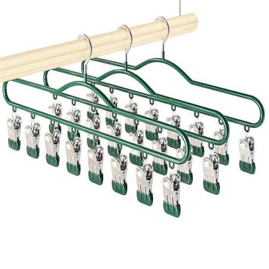 1/2/3Pcs Coat Hanger with 8 Clips Multi-Function Storage Hanger Space-Saving Hanging Wardrobe Organizer Jeans Skirts Scarves Belts Towels Accessories