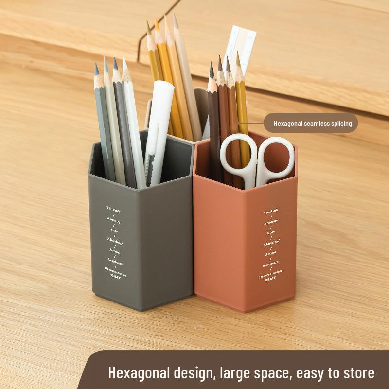 Creative Hexagonal Pen Holder - Large Capacity for Office or Student Desk