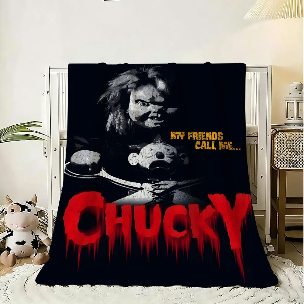 C-Chucky Horror Movie Throw Soft Flannel Throw Blanket, Lightweight Breathable Summer Nap Blanket For Home Travel Cozy Decor