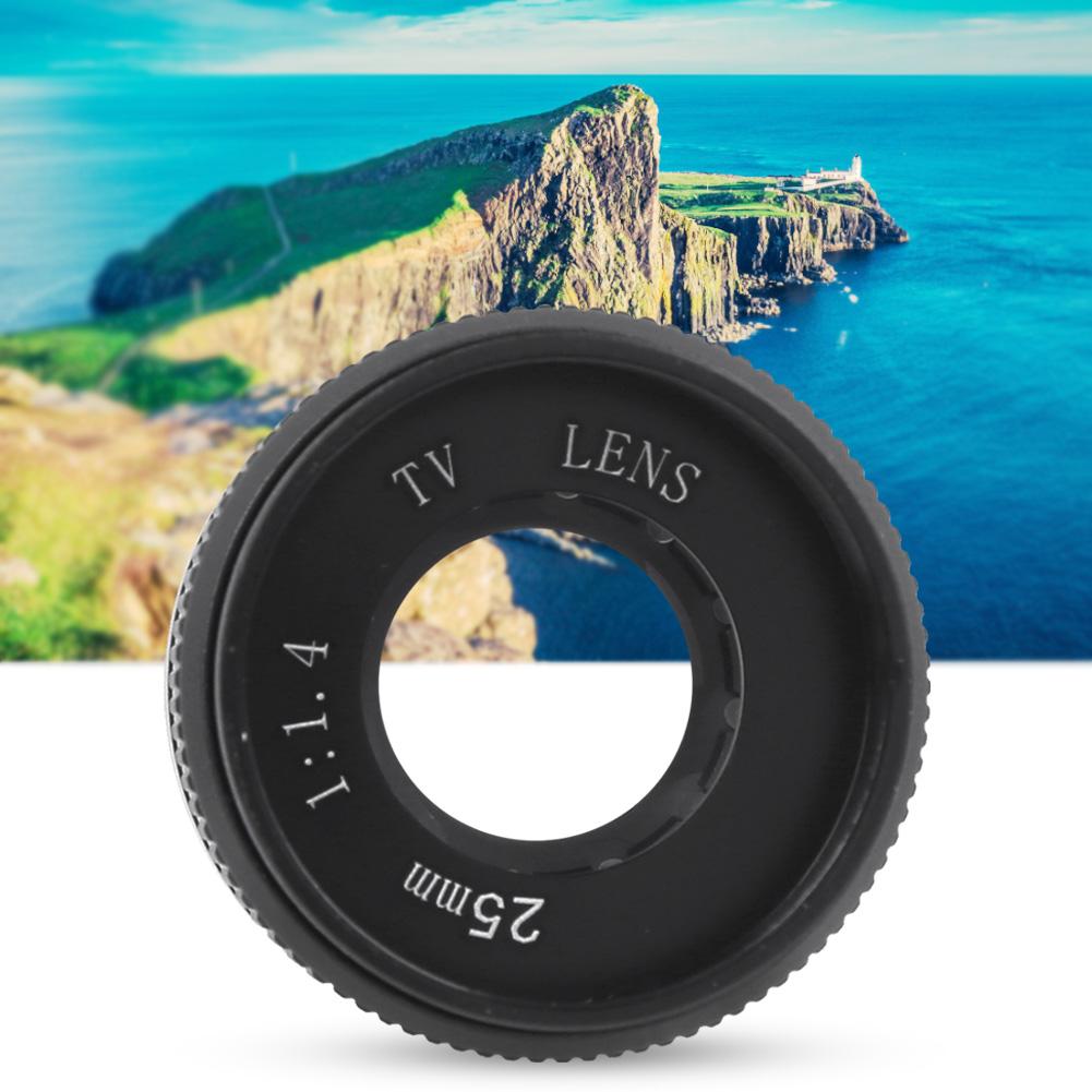 Optical Glass 25mm F1.4 MC Multilayer Film Coating Manual Aperture CCTV Camera Lens for Mirrorless CamerasBlack