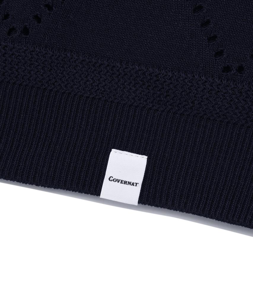 COVERNAT Argyle Scallop Knit Vest Navy