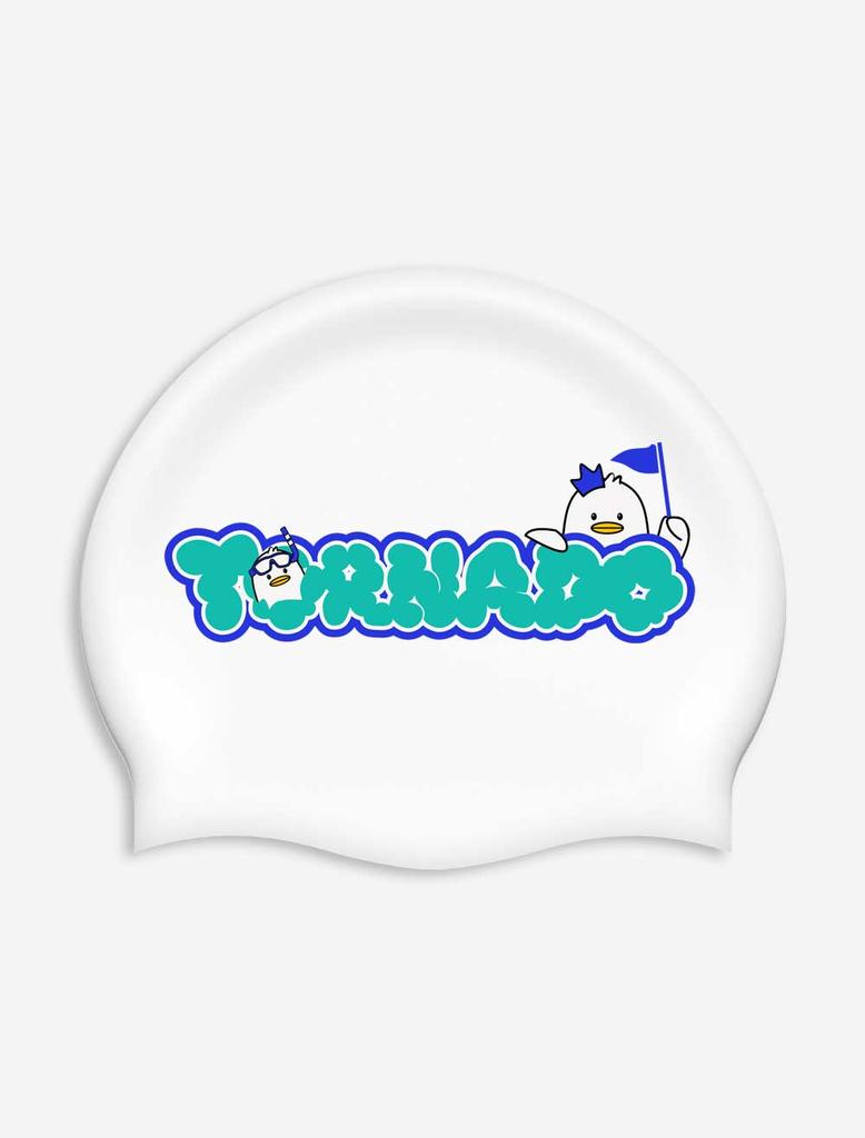 Toneidoseupocheu Flag Silicone Swim Cap White Blue