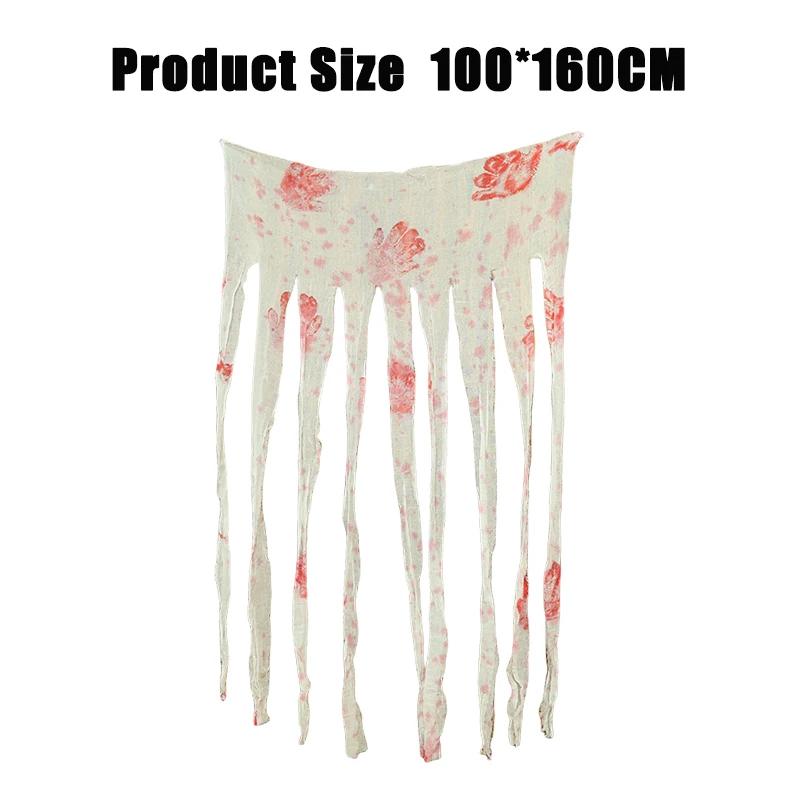 1-10PCS Halloween Blood Handprint Door Curtain Gauze Scary Wall Hanging Ghost Festival Horror Scene Party Decoration Prop