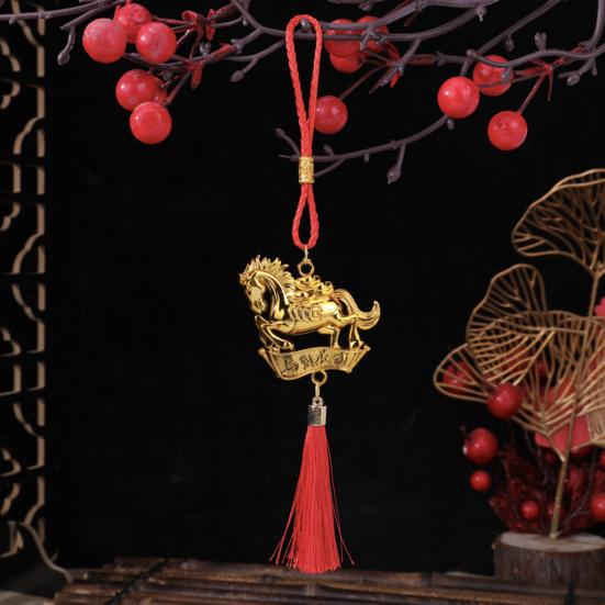 2026 Horse Ornament Chinese New Year Decoration Year of The Horse Zodiac Animal Tassels Charms for Bonsai Car Rearview Mirror