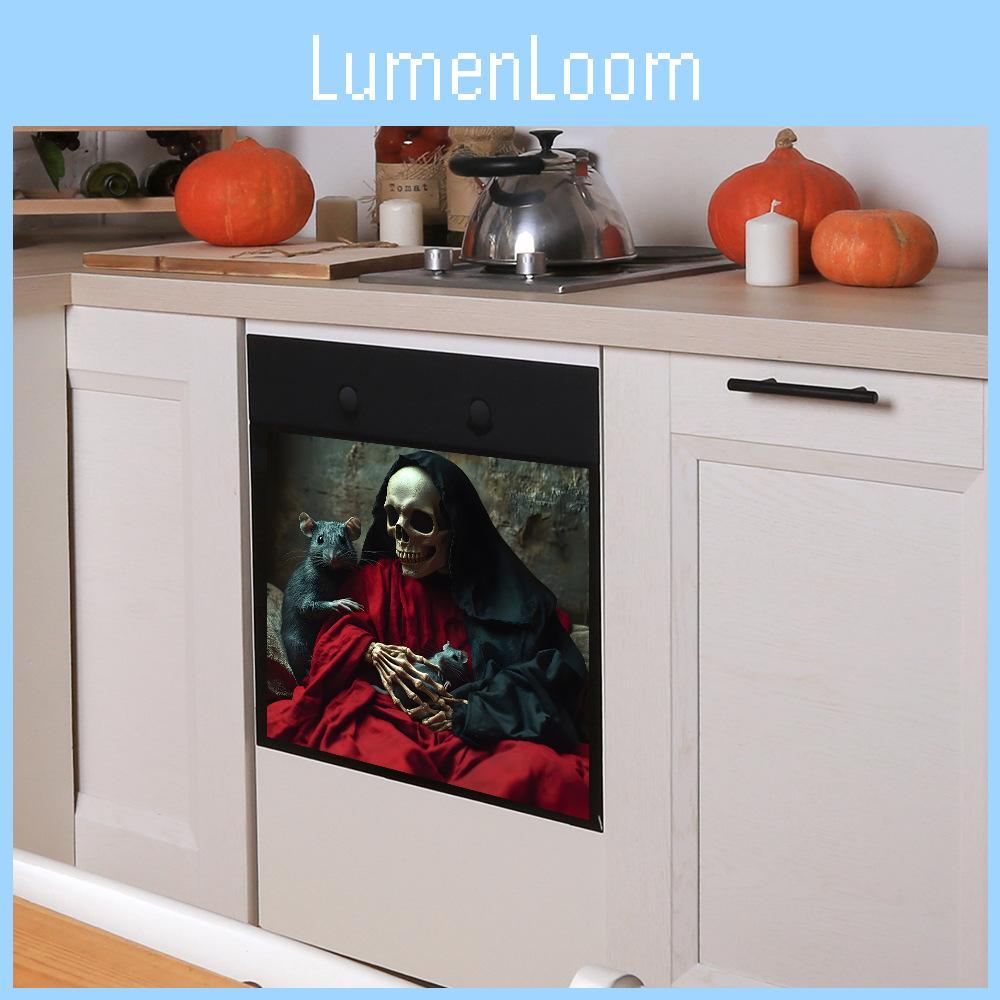 Halloween Smile Skeleton And Mouse Glass Cabinet Kitchen Decor Wall Stickers