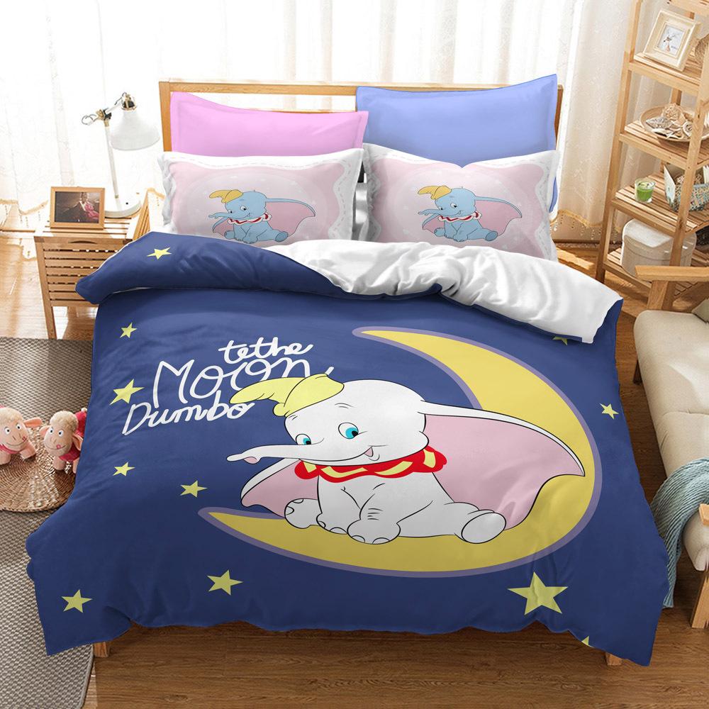 3D Digital Printing Three-Piece Dumbo Children'S Kit Quilt Cover Pillowcase Bedding