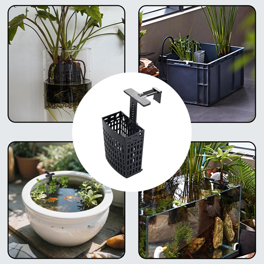 Fish Tank Plant Holder Adjustable Height Cultivation Cups Aquarium Plant Basket With Extendable Hook And Suction Cup For Fish
