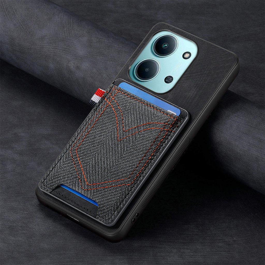 Phone Case For Xiaomi Redmi 15C 4G (EU) (173mm)/15C 5G (EU) (173mm) Retro Jean Cloth Texture Leather Back Cover with Card Holder