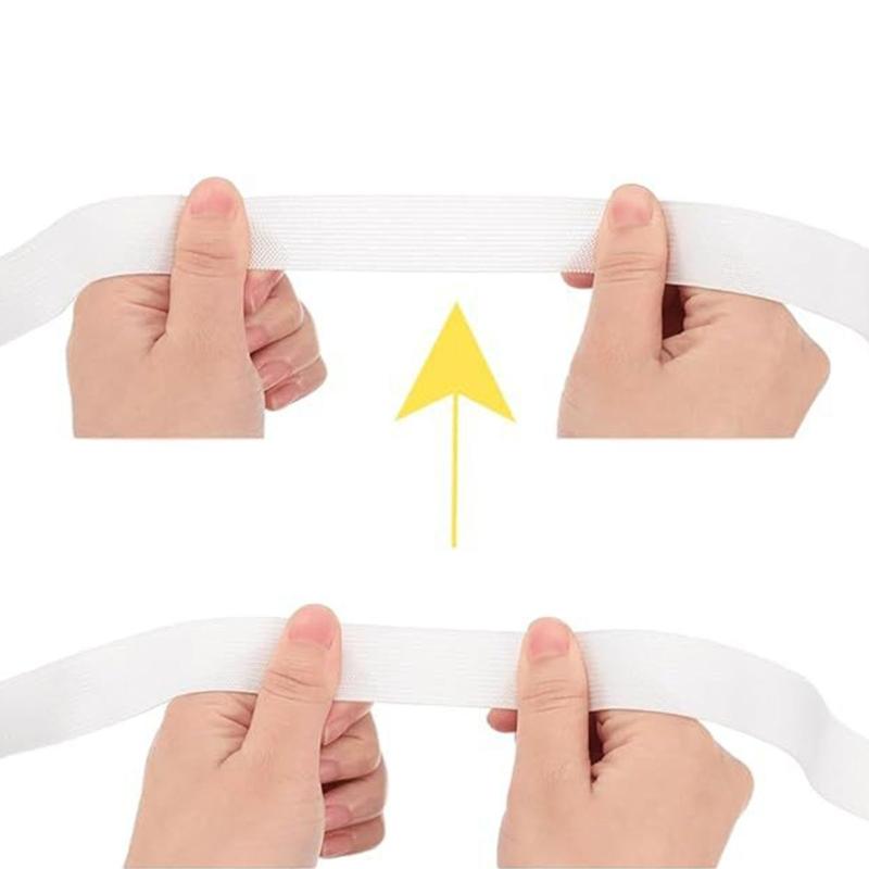 4 Rolls Elastic Tape 0.6-2Inch Wide 5.5 Yards Each With 2 Metal Drawstring Threader Clips For Pants Dress Waistband