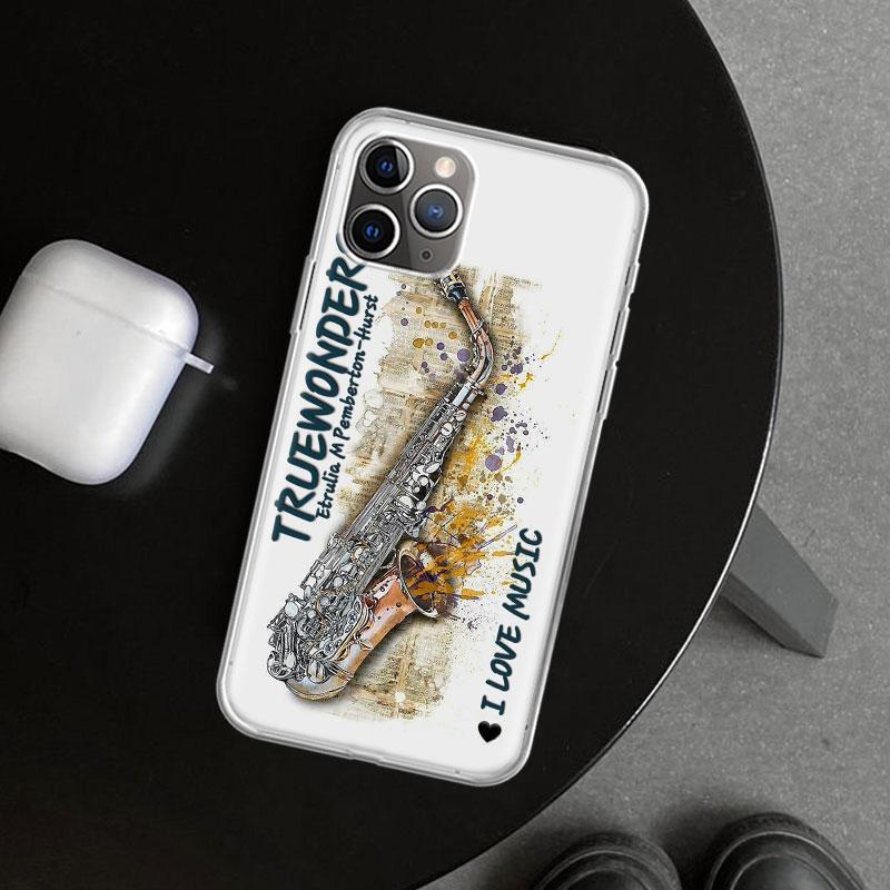 Music Saxophone Instrument Phone Case Cover for iPhone 11 12 13 Mini 14 15 Plus 16 Pro Max 17 Air 7 8 + SE Art Customized Fundas