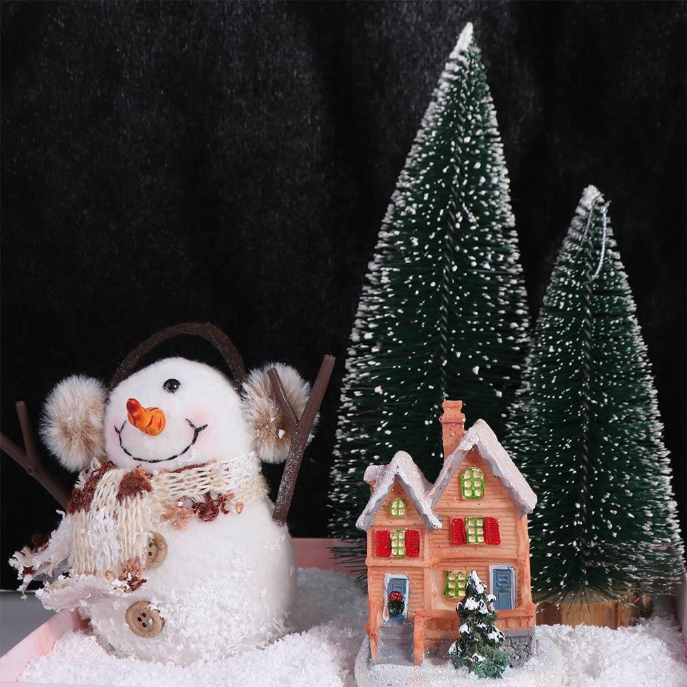 Luminous LED Lighted Houses Glowing Cabin Village Christmas Figurine Desktop Collectible