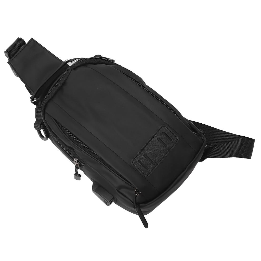 Man Hiking Sling Bag with Charging Cable Lightweight USB Port Pure Color Sling Bag for Travel Outdoors Black S