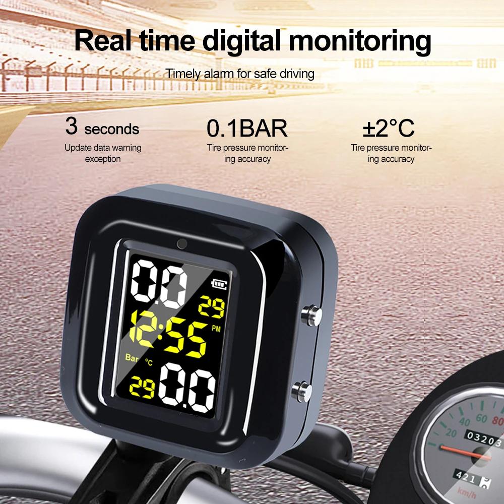 Motorcycle Tire Pressure Monitor Digital Display 2 Wheel Tyre External Sensor Motorcycle TMPS Wireless Tire Pressure Detector
