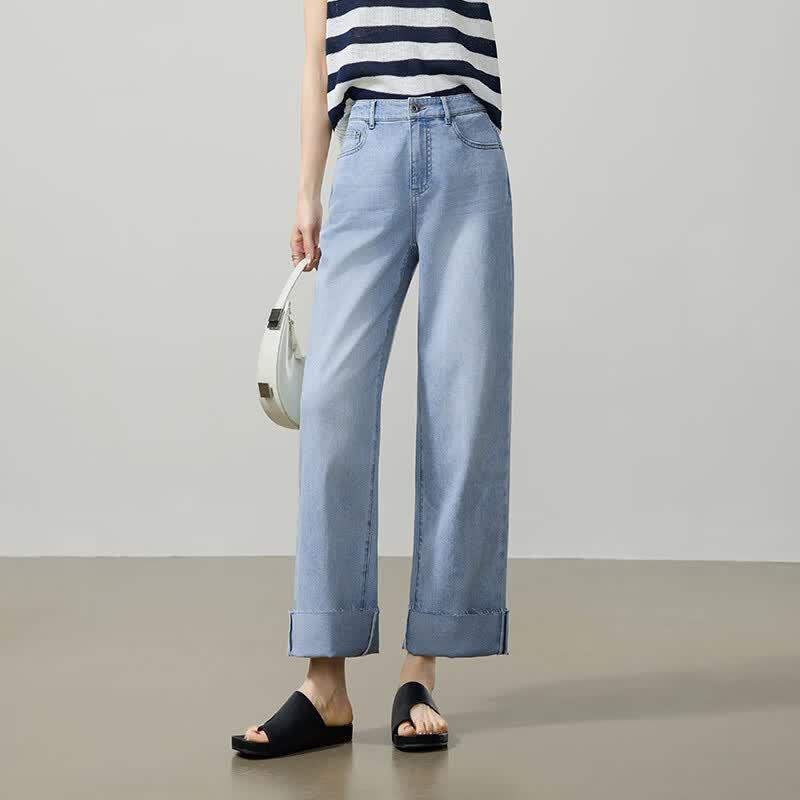 ESE-Y Women s Hemp Tencel Roll-up Hem Jeans 33