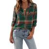 Women's Casual Plaid Long Sleeve Lapel Collar Cardigan Shirt