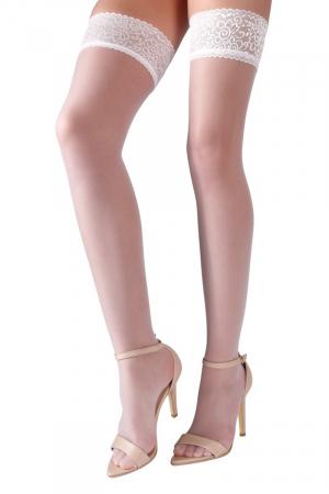 

Белые чулки с подтяжкой - Cotelli Legwear XS белый