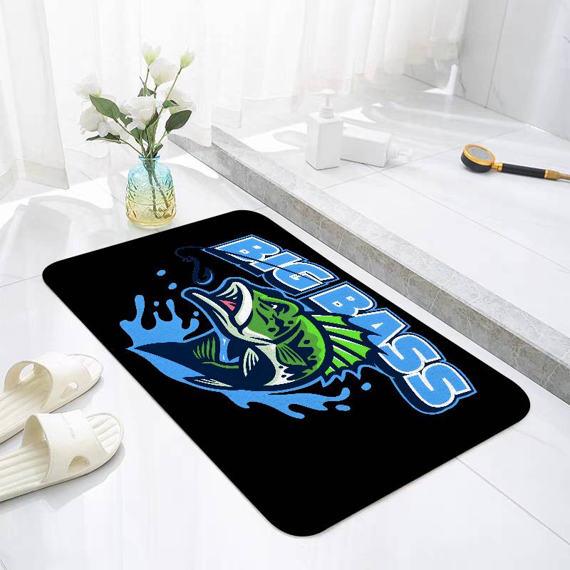 Bass Fishing Floor Mats Home Laundry Rug Carpet For Living Room Decor Lounge Area Anti-slip Foot Mat Entrance Doormat
