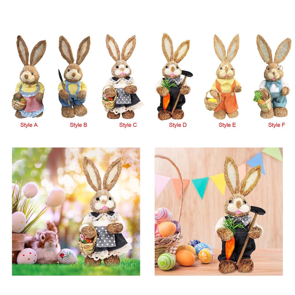 14 Inch Cartoon Easter Bunny Figure Rabbit Decoration Animal Art Crafts for Garden, Patio