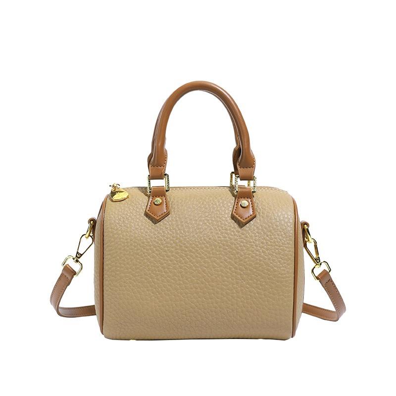 Bag women's new lychee pattern contrasting color pillow bag texture fashionable handbag shoulder messenger bag