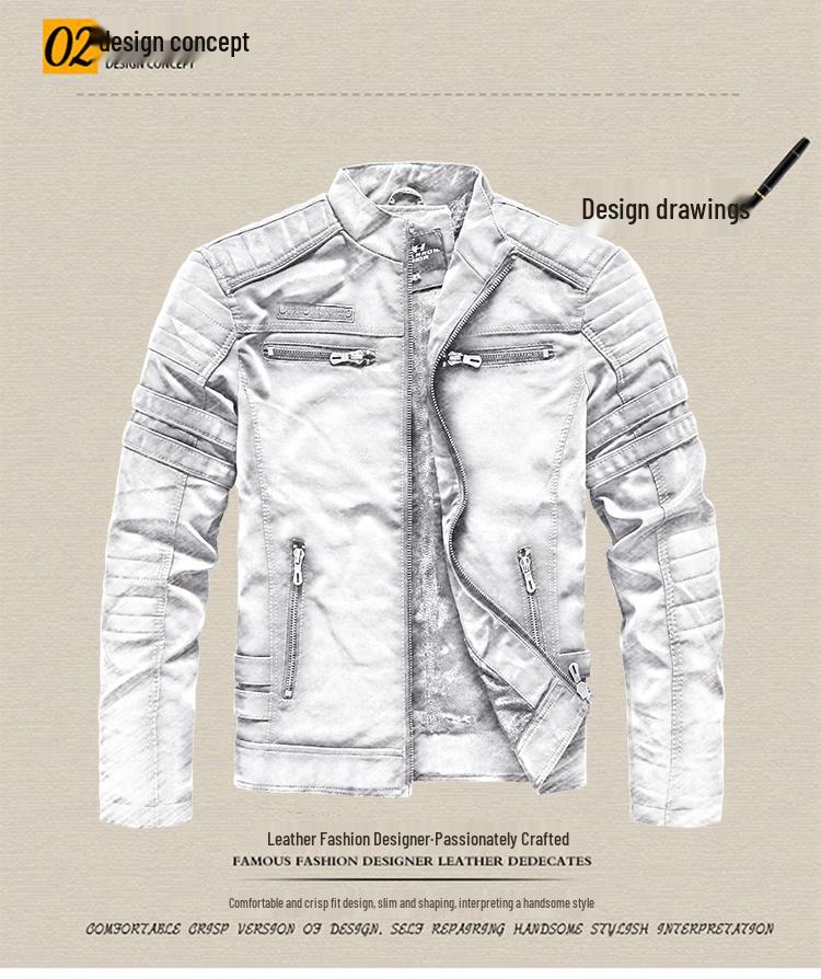 Men's PU Leather Aviator Motorcycle Jacket with Multi-Embroidery - Trendy Youth Fashion