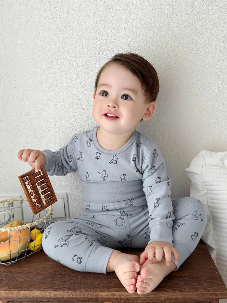 Baby Belly Protection High-Waisted Cotton Underwear Set - Autumn Toddler Pants & Flannel Separates