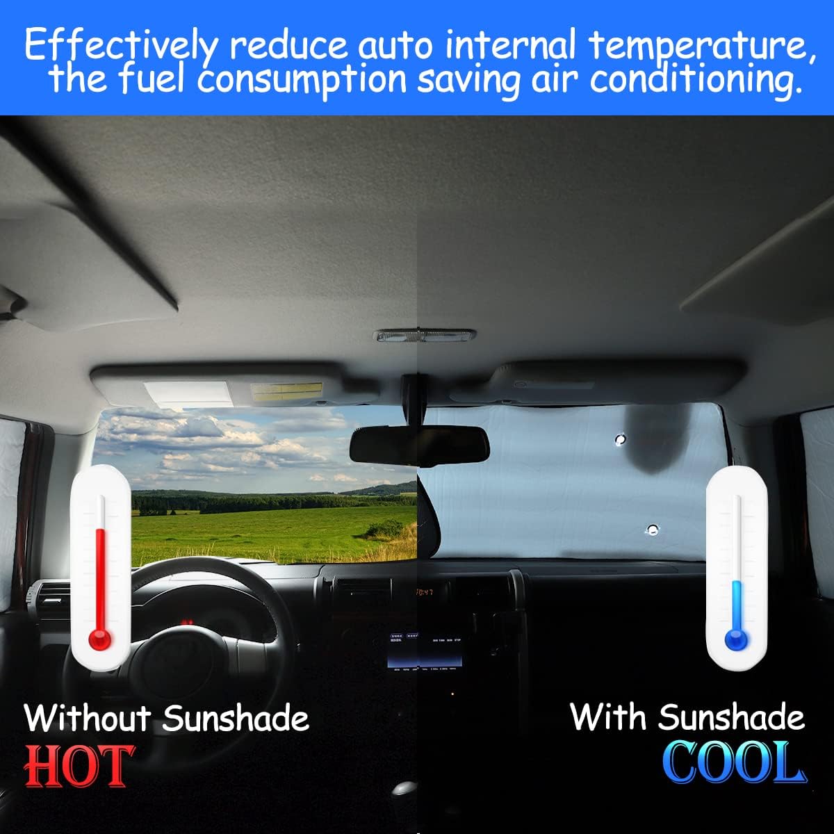 

Windshield Sunshade Foldable UV Ray Reflector Auto Window Sun Shade Suitable for Toyota FJ Cruiser 2007-2021, Auto Interior Sun Protection Visors,