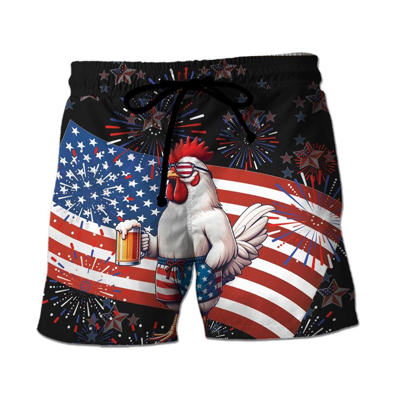 Fashion Funny Chicken Graphic Printed Men's Beach Shorts 3D Printing For Men's Casual Shorts Men's and Women's Sports Shorts