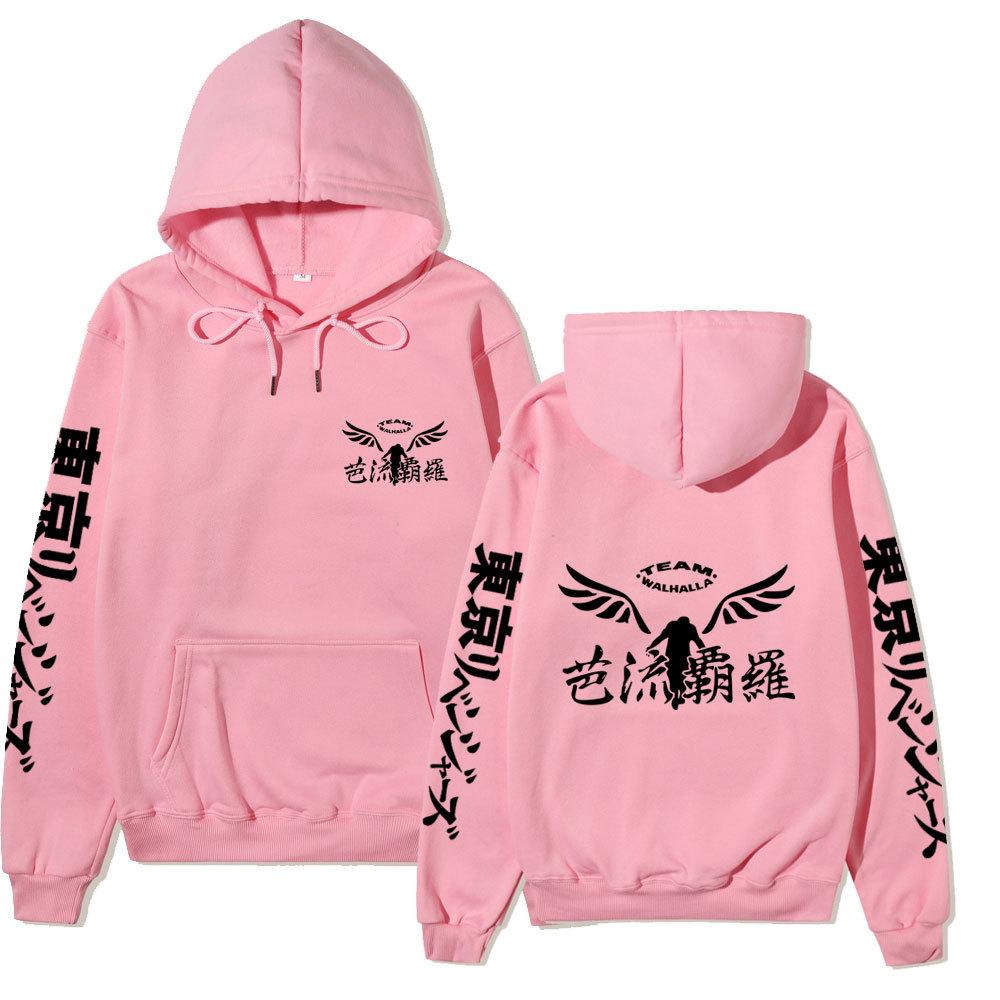 Tokyo Revengers Team Walhalla Double-sided Hoodie, Wing Logo Long Sleeve Pullover Sweatshirt Unisex Anime Hoodie with Japanese Sleeve Print