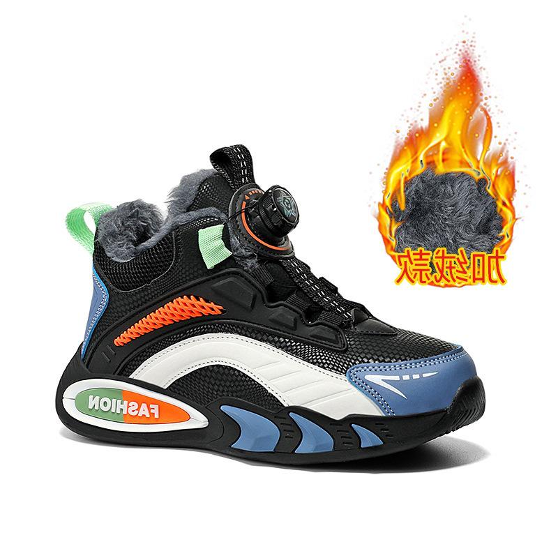 Boys' Fleece-Lined Waterproof Winter Sports Shoes - New 2025 Style, Lightweight, Non-Slip, Leather Running Shoes