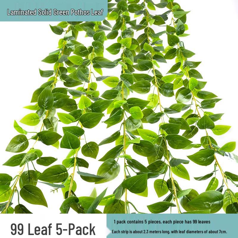 Rattan Air Conditioning Pipe Cover with Artificial Green Vines and Leaves