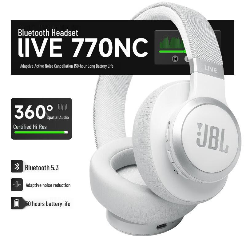 JBL LIVE 770NC Adaptive Noise Cancelling Over-Ear Wireless Headphones