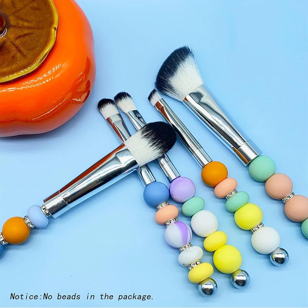 5PCS DIY Beadable Makeup Brushes Makeup Brushes Set, Silver