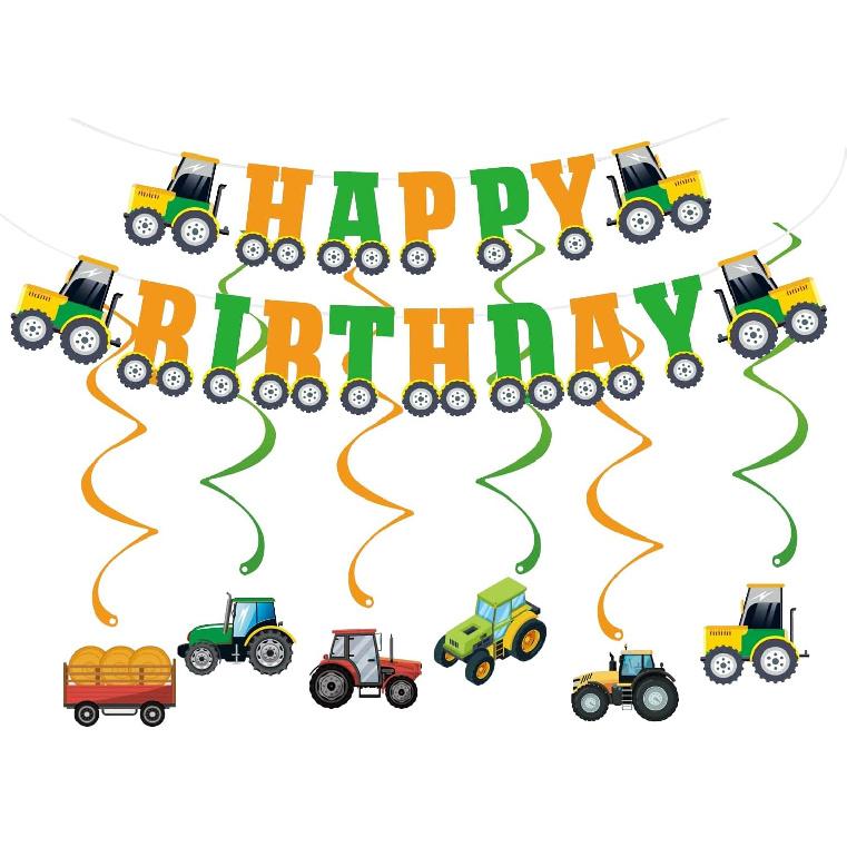 Racing Birthday Decorations, Car F1 Themed Happy Birthday Banner, Boy Girl Funny Party Supplies with Banner and Hanging Swirl