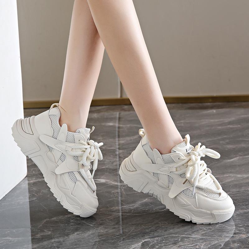 Mesh Breathable Non-slip Soft-soled Dad Shoes Women's 2025 New Summer Thick-soled Heightened and Small Casual Sports Shoes
