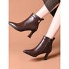 High Heel Pointed Boots Women's Soft Leather Fine Heel Boots Versatile Medium Boots Autumn and Winter High Heel Fashion Boots Women