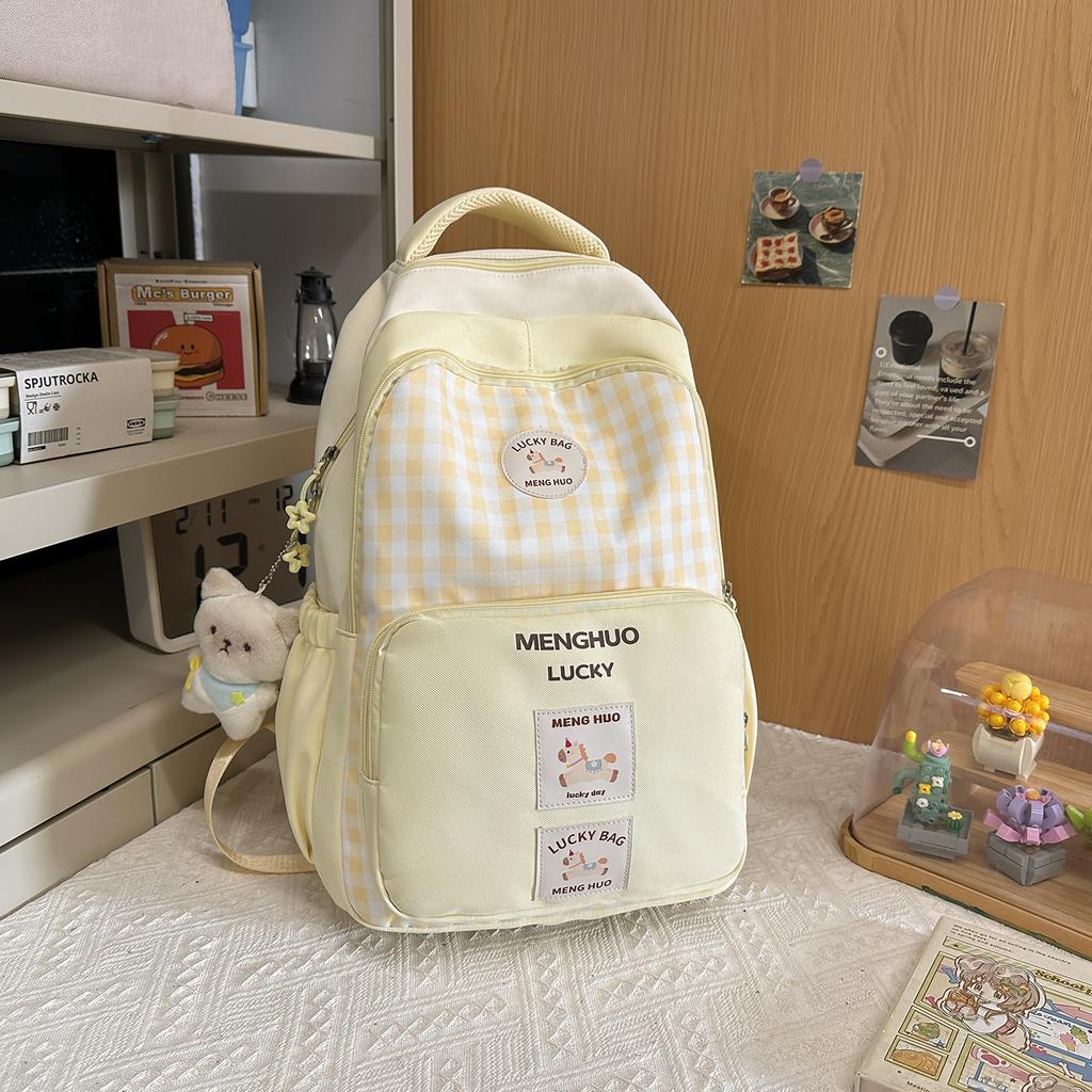 Schoolbag Japanese Ins Small Fresh Plaid Backpack, Junior High School Girl High School Student Schoolbag Cute Girl Travel Backpack